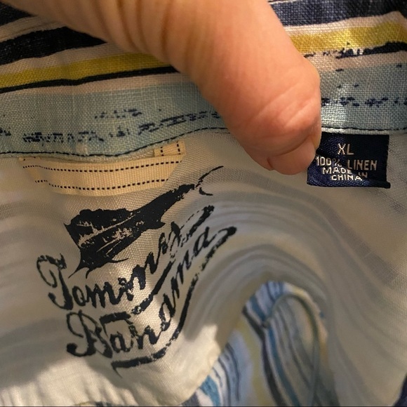 TOMMY BAHAMA Men 100% Linen Striped Buttoned Long Sleeve Shirt Size XL - Picture 10 of 12